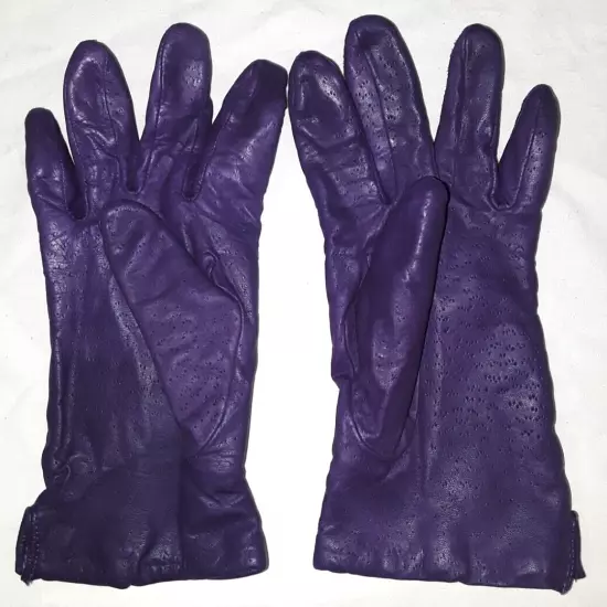 Womens lined purple leather gloves size M