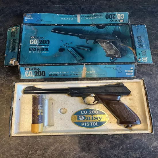 Vintage Daisy CO2 Co2 200 Gas Pistol Semi Auto W/Ball BB Ammo W/ Box For Parts