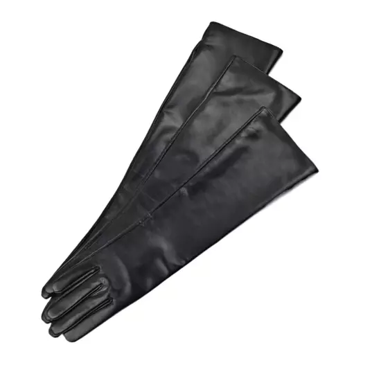 Custom made 30cm to 80cm long plain style evening real leather gloves 18 colors