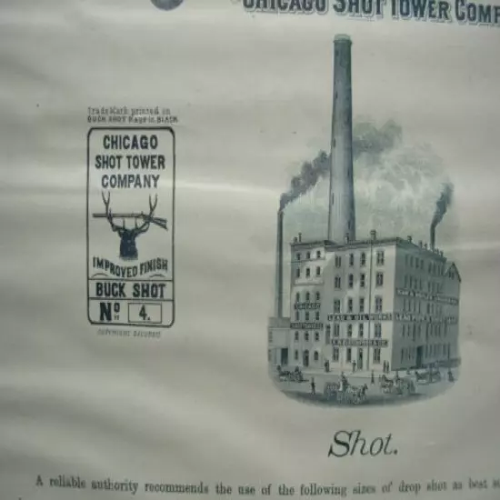 RARE CHICAGO SHOT TOWER CO. 1800s ADVERTISMENT VINTAGE