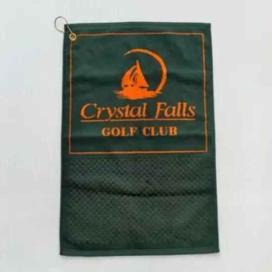 Crystal Falls Golf Towel with Eyelet and Bag Clip Oversized 100% Cotton USA NWOT