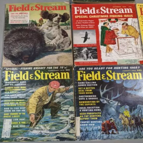 7 Vintage Field & Stream Magazines 1958-70 Hunting Fishing Great Vintage Ads