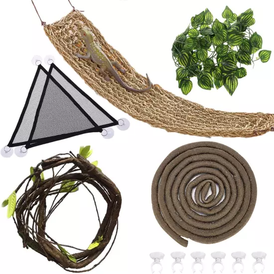 Bearded Dragon Tank Accessories Lizard Large Hammock Jungle Climber Vines Flexib