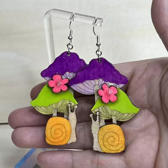 Mushroom Earrings - Blacklight Neon Colorful Festival Rave Handmade