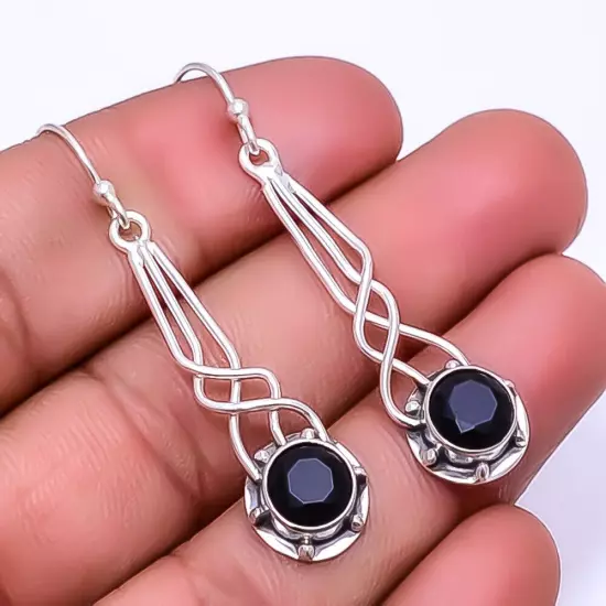 Black Onyx Designer Handmade 925 Sterling Silver Earring 2.03" E_9342_126_36