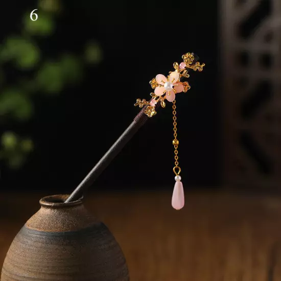 Womens Flower Wooden Chopsticks Hair Hairpin Hair Stick Chinese Style Retro❥