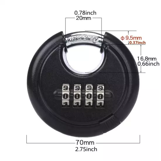 szhdxsy Outdoor Combiantion Padlock - 4 Digit Heavy Duty Disc Lock with Hardened