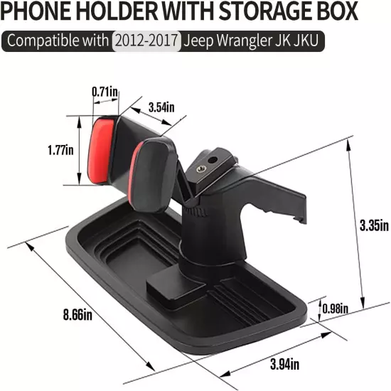 for Jeep JK Phone Holder with Storage Cell Phone Central Dash Phone Mount with S