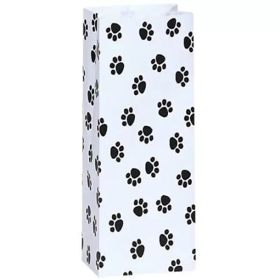 BLACK PAW WHITE Print Gift Paper Sack 4 lb Bag 5"x3"x9.5"(PACK OF 10) CLOSEOUT