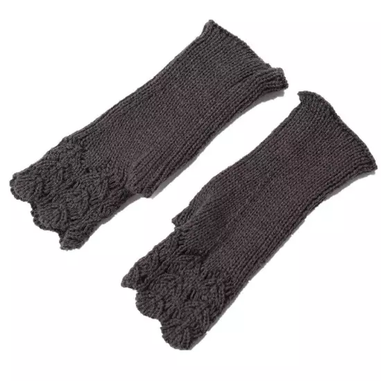 Womens Fingerless Gloves Wool Knitted Mittens Wrist Half Finger Short Gloves