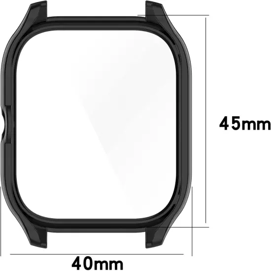 Compatible for Amazfit GTS 4 Case with Built-In Tempered Glass Screen Protector,