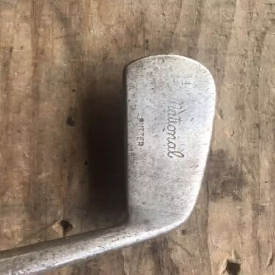 National Vintage Antique Wood Hickory Shaft Putter Golf Club