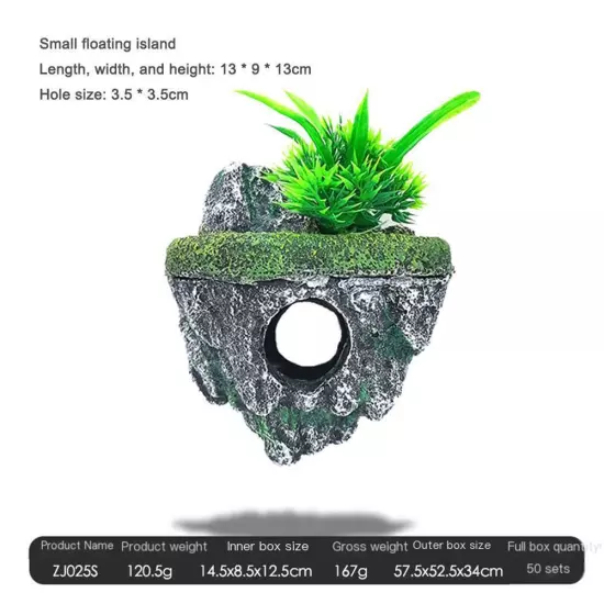 Aquarium Ornament Rockery Hiding Mountain Cave Home Fish Tank Decor ResinฅGIFT