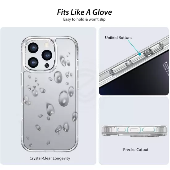 iPhone 16 Pro Max Plus Case Crystal Clear Anti-Yellow Hard Shockproof For Apple