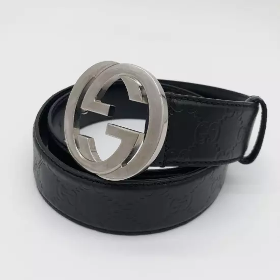 Gucci Belt GG Shima Big Interlocking Black Black