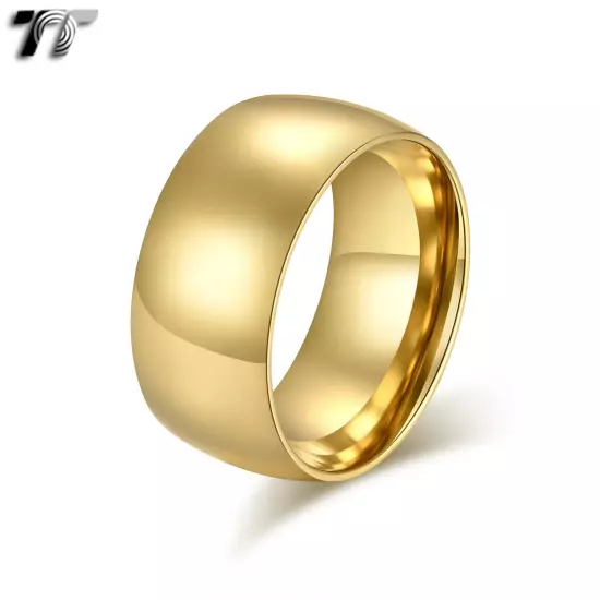 TT 2-10mm Width Gold Stainless Steel Wedding Band Ring Size 2-15 (R03J)2024 NEW