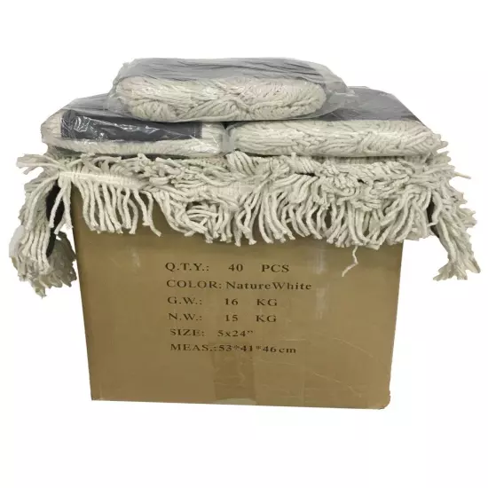 40ct. Box Industrial 24x5 Dust Mop Pad Cotton Yarn Head Refill Replacement 