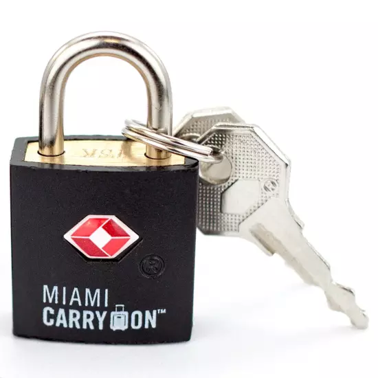 Miami CarryOn TSA Approved Padlock, TSA Keyed Luggage Lock, TSA Lock - Black