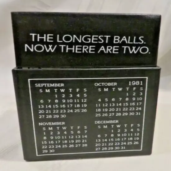 Dozen (12) Vintage 1981 XL Top Flite Golf Balls within a Desk Calendar