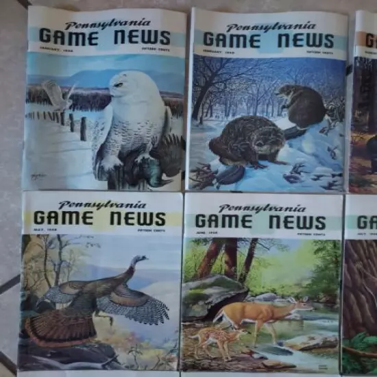 VG+++ Complete 1968 (Jan thru Dec) LOT OF 12 PENNSYLVANIA GAME COMMISSION NEWS 