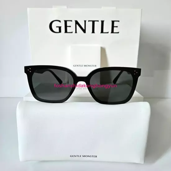 2024 GentleMonster Her 01 Unisex Sunglasses Oversized Black Frame Black Lenses