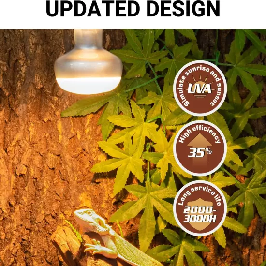 2 Pack Heat Lamp 100W, Intense Basking Spot Simulated Natural Sunlight Heating L