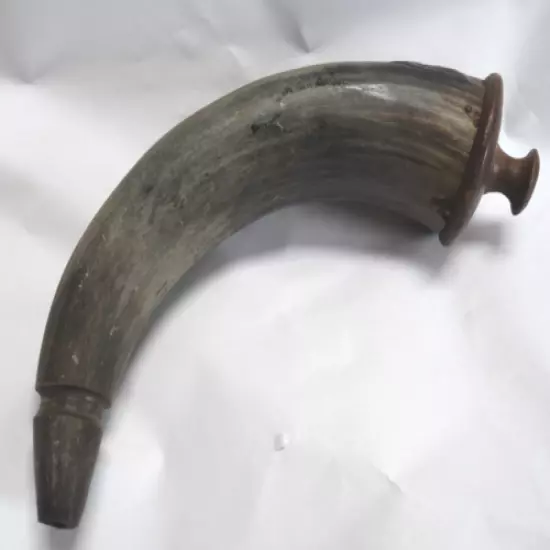 Old Powder Horn w/Turned Wooden Top