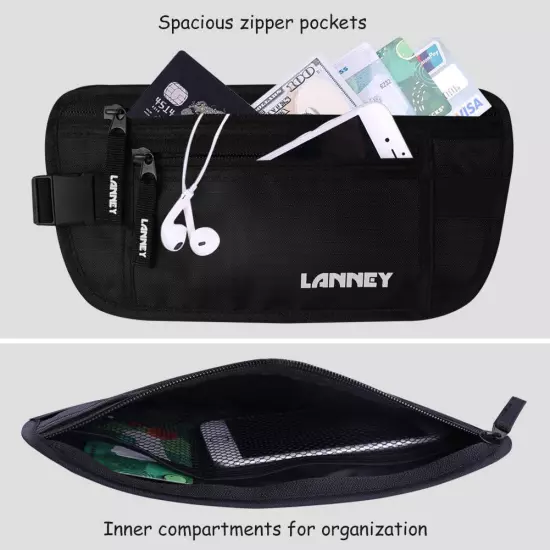 Money Belt for Travel Women and Men Slim Hidden Travel Wallet with RFID Blocking