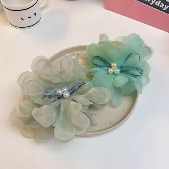 Women Large Chiffon Flower Bow Hair Claw Clip Hairgrip Hair Clamp Jaw Barrettes/