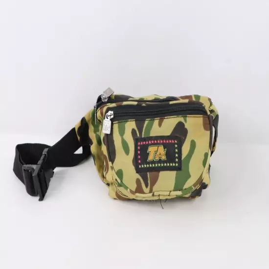 Vtg 90s Streetwear Distressed Camouflage Festival Fanny Pack Belted Waist Bag