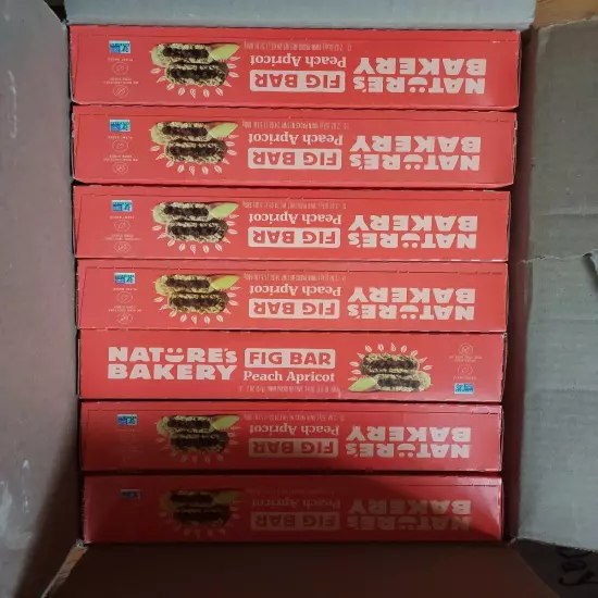 7 Boxes Of 12 Nature's Bakery Peach Apricot Whole Grain Fig Bars 84 Count