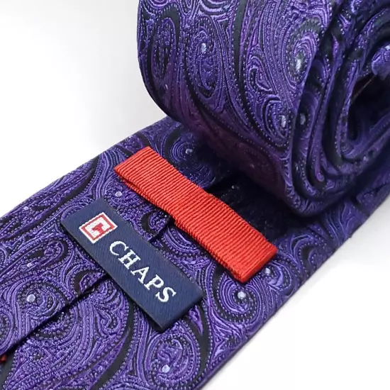 RALPH LAUREN CHAPS Handmade 100% Silk Tie Men's Purple Black Paisley Necktie NEW