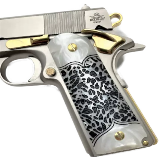 1911 Colt & Clones CUSTOM GUN GRIPS Pearl & Pattern w/4 24k Gold Screws