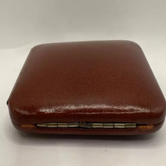 Vintage BUXTON Brown Cowhide 6 Key-Tainer Enclosed Key Holder Case