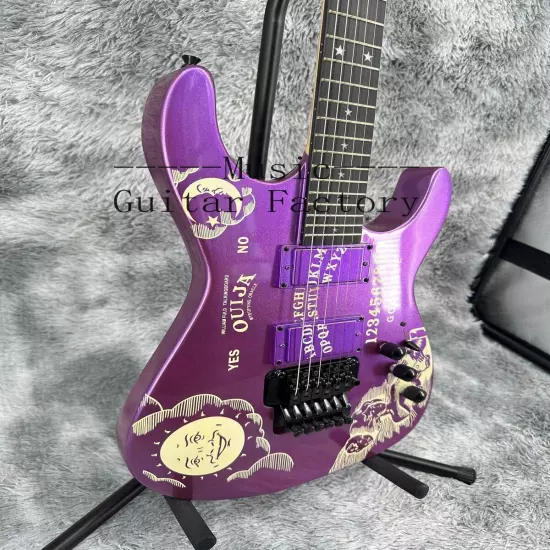 Solid Custom Ouija Purple ST Electric Guitar Black Hardware Maple Neck HH Pickup