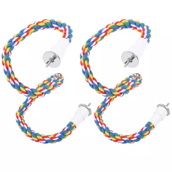 2Pcs Bird Rope Perches Brightly Colored Chew Toy Swings Spir AD5