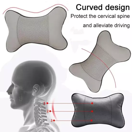 Car Neck Pillows Both Side Pu Leather Headrest For Head Pain Car Pillow C7X2