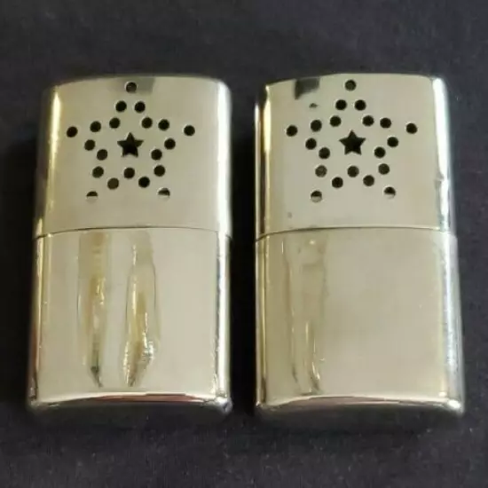 2 VINTAGE METAL HAND WARMERS w/ star pattern MADE IN HONG KONG 