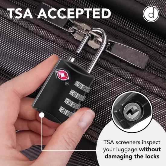 TSA Luggage Locks (2 Pack) - 4 Digit Combination Steel Padlocks - Approved Trave