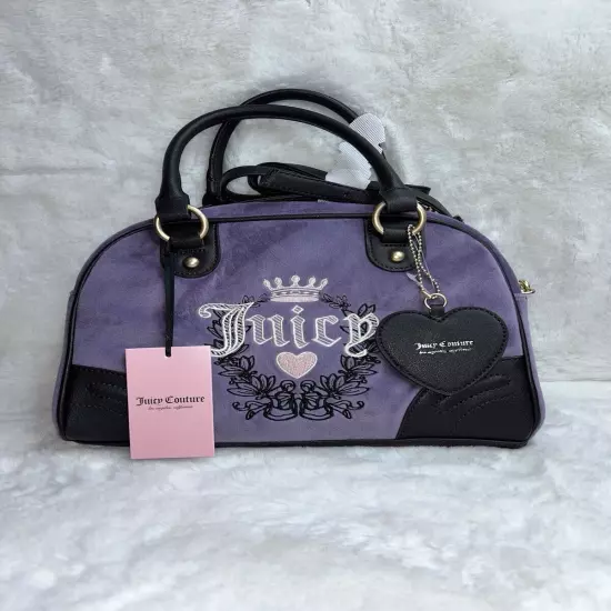 NEW! NWT Juicy Couture Heritage Bowler Velour Crossbody Bag Dusty Violet