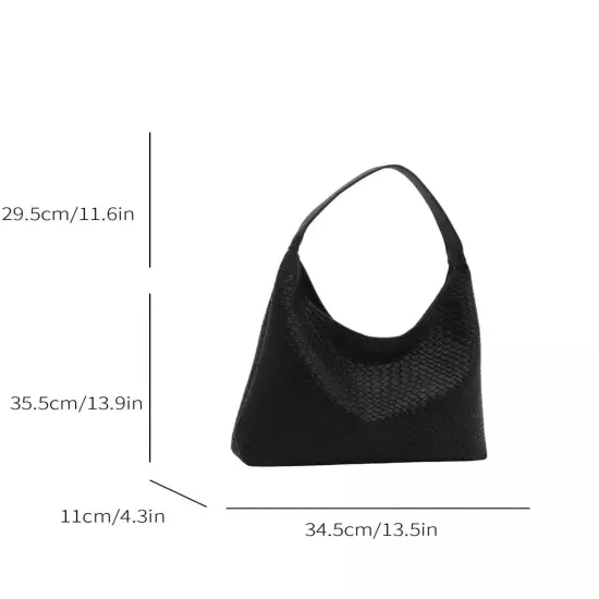 Black Fashionable And Minimalist Woven Embossed Shoulder Bag