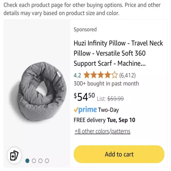 Infinity Pillow H1267G Travel Pillow - Gray