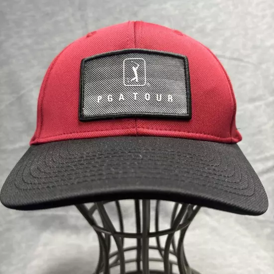 PGA Tour Pro Series Golf Hat Cap Adjustable Moisture Wicking Red Black Strapback