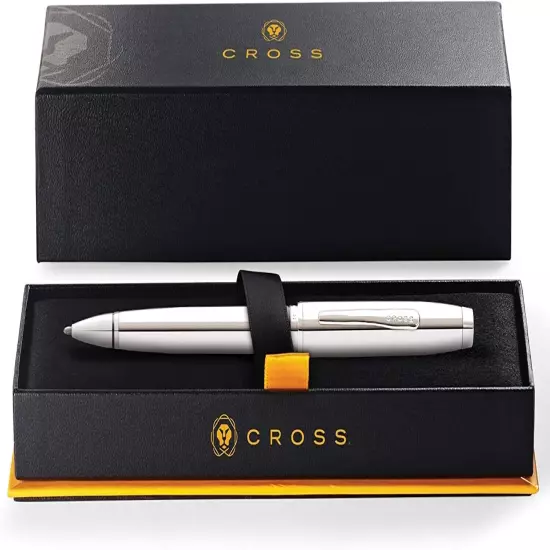 CROSS Ballpoint Pen Coventry Free Engraving Gift Idea Box Chrome Silver Quality