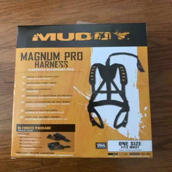 Muddy Outdoors Magnum Pro Padded Adjustable Treestand Harness System, Black- NEW