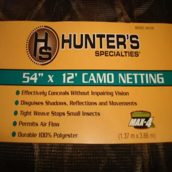 NEW Hunters Specialties 04129 Camo Netting Packaged 54"x12 Ft 