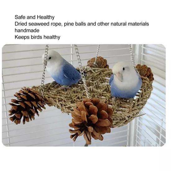 Bird Seagrass Swing Toys Safe Healthy Hand Made Relieve Boredom Bird Foraging