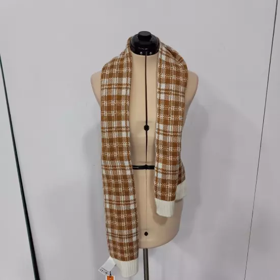 Timberland White/Brown Plaid Scarf NWT