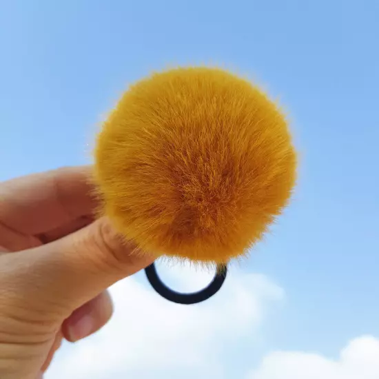 2/1PCS 6/5cm Fluffy Pompom Elastic Hair Ties Bobbles Fur Ball Ponytail Band