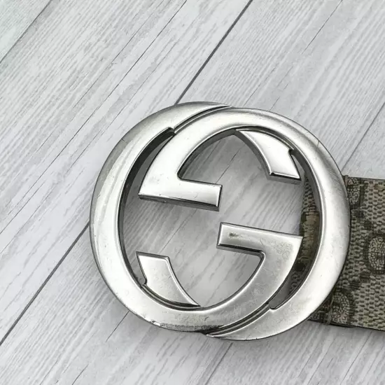 GUCCI Interlocking Sima GG Pattern Supreme Belt Leather